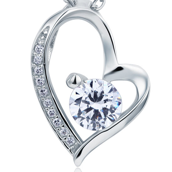 1 Carat Simulated Diamond Heart Pendant - View 4 | SelinJewels