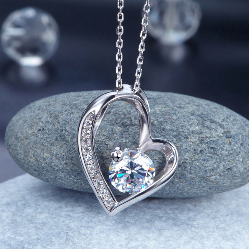 1 Carat Simulated Diamond Heart Pendant - View 5 | SelinJewels