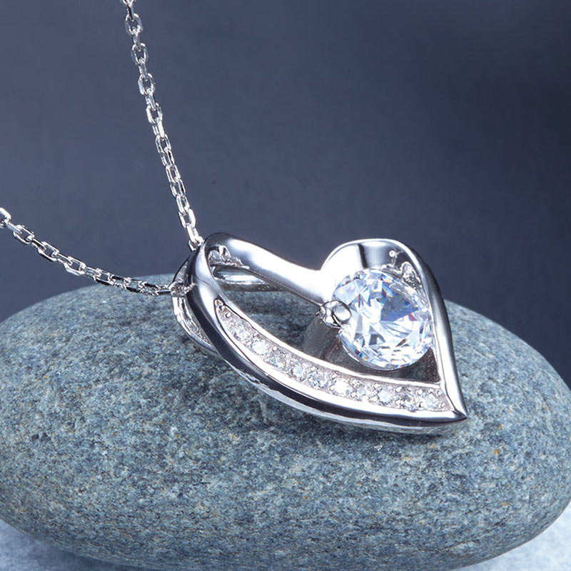 1 Carat Simulated Diamond Heart Pendant - View 6 | SelinJewels