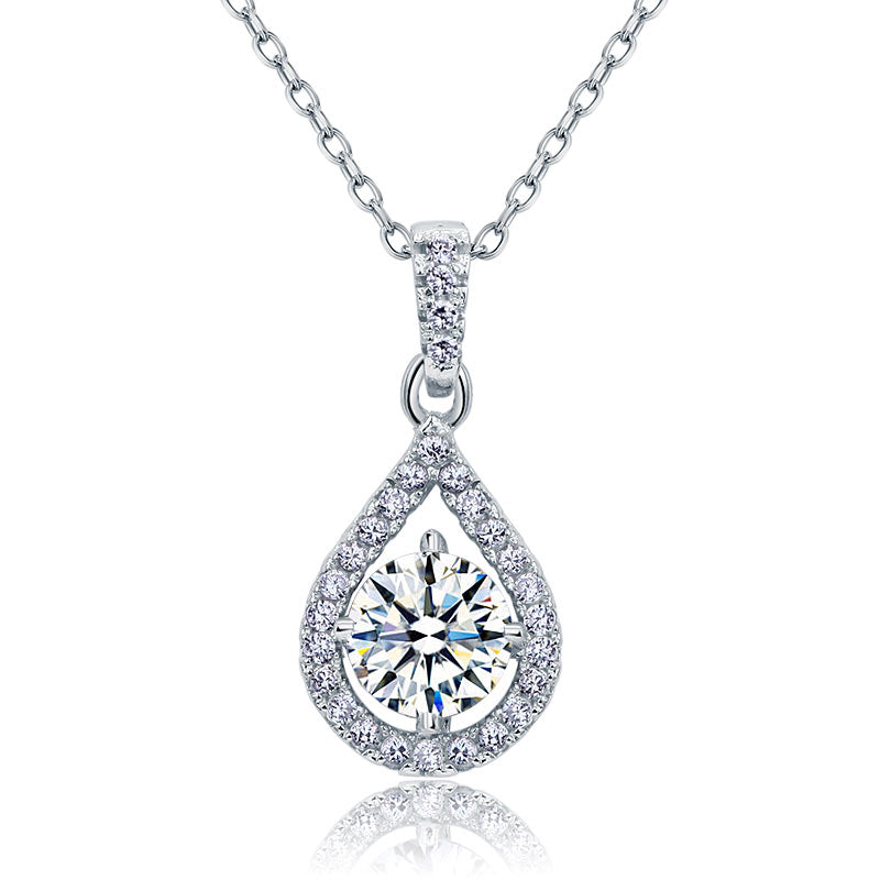 1 Carat Round Cut Simulated Diamond Bridal Pendant Necklace 925 Sterling Silver | SelinJewels