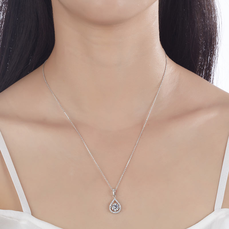 1 Carat Round Cut Simulated Diamond Bridal Pendant - View 2 | SelinJewels