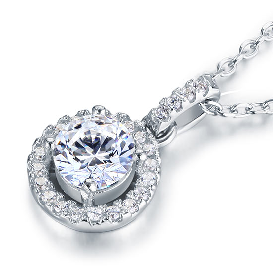 1 Carat Simulated Diamond Bridal Pendant - View 3 | SelinJewels