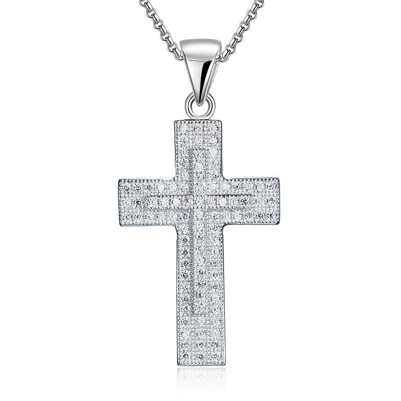 Micro Setting Cubic Zirconia Cross Pendant - View 3 | SelinJewels