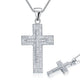 Micro Setting Cubic Zirconia 925 Sterling Silver Cross Pendant Necklace