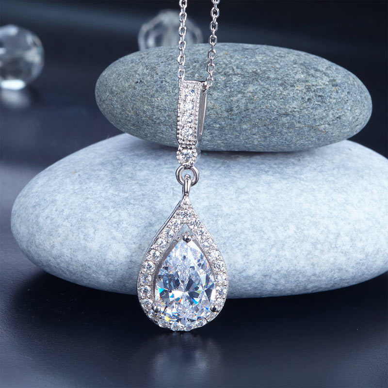 925 Sterling Silver Bridesmaid Pendant Tear Drop - View 4 | SelinJewels