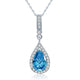 925 Sterling Silver Fashion Bridesmaid Blue Pendant Necklace Bridal Wedding Tear Drop