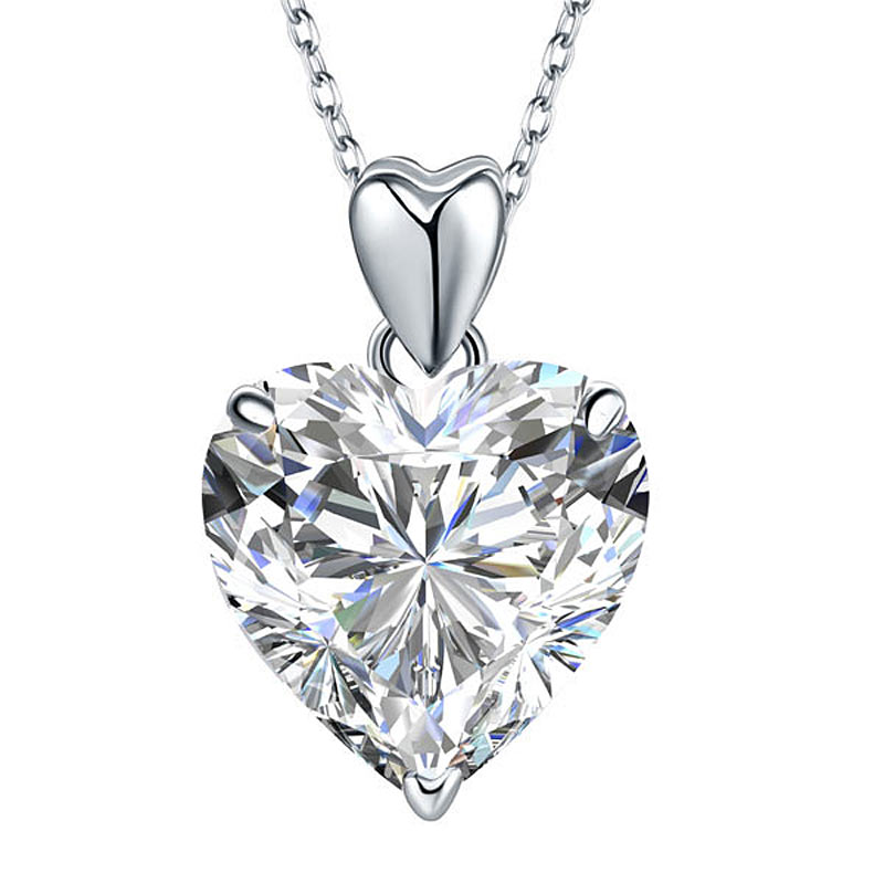 Heart Simulated Diamond Pendant Necklace 925 Sterling Silver Bridesmaid | SelinJewels