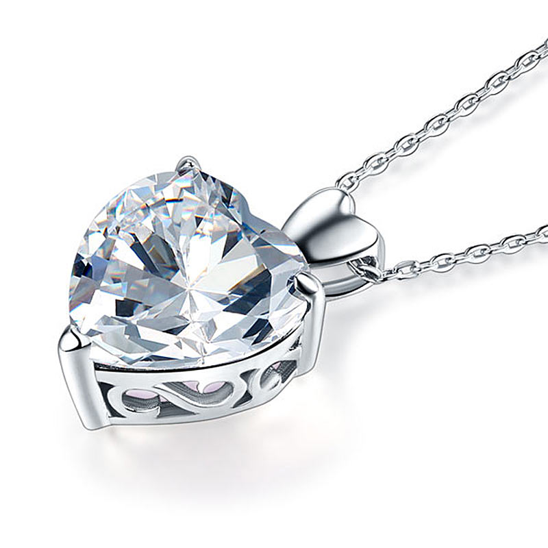 Heart Simulated Diamond Pendant Bridesmaid - View 3 | SelinJewels