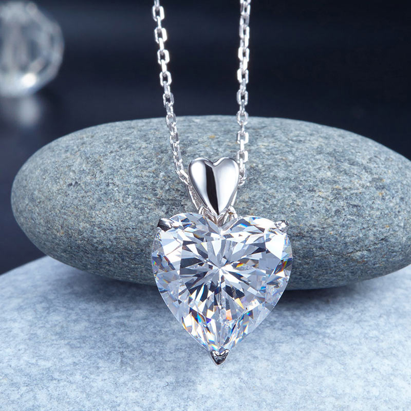 Heart Simulated Diamond Pendant Bridesmaid - View 4 | SelinJewels