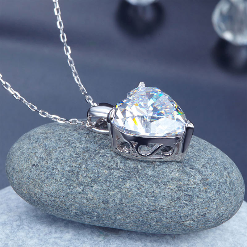 Heart Simulated Diamond Pendant Bridesmaid - View 5 | SelinJewels