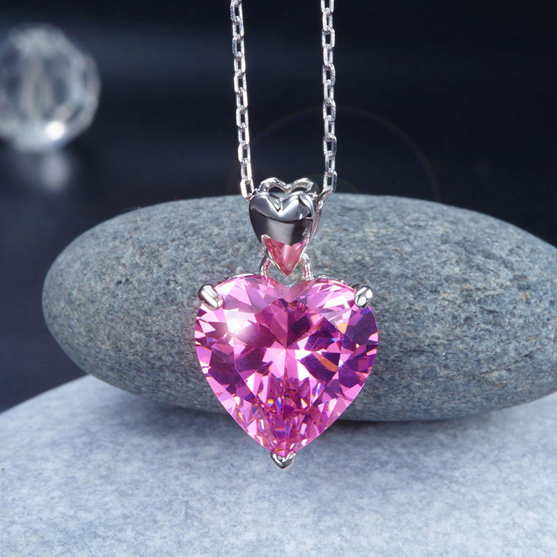 925 Sterling Silver Bridesmaid Heart Pendant Pink - View 3 | SelinJewels
