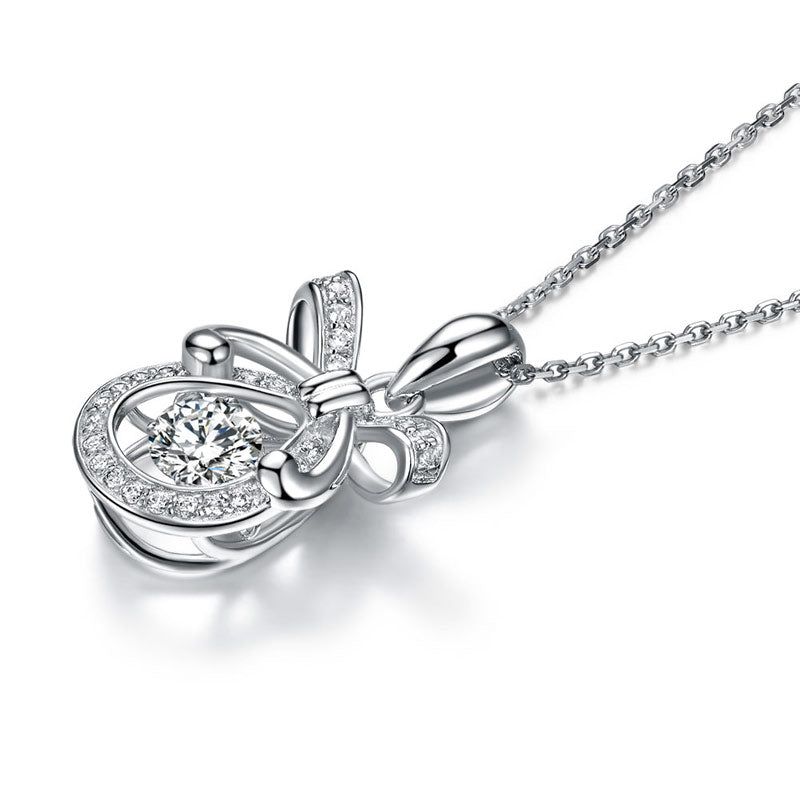 Ribbon Dancing Stone Pendant Necklace - View 3 | SelinJewels