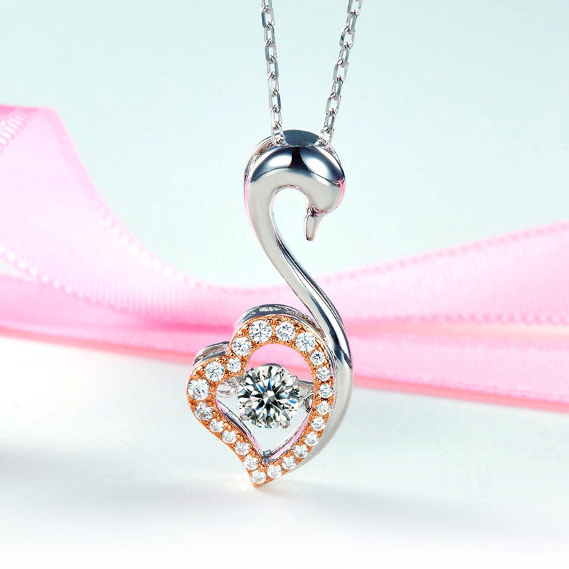 Swan Dancing Stone Pendant Necklace - View 3 | SelinJewels