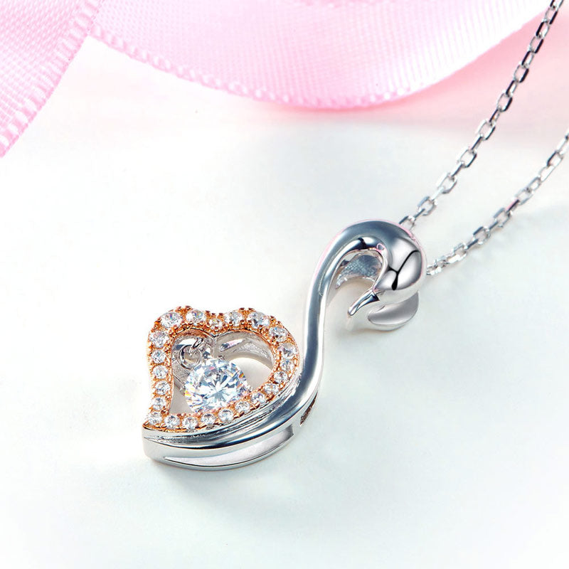 Swan Dancing Stone Pendant Necklace - View 5 | SelinJewels