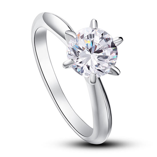 6 Claws Simulated Diamond Engagement Ring 925 Sterling Silver | SelinJewels