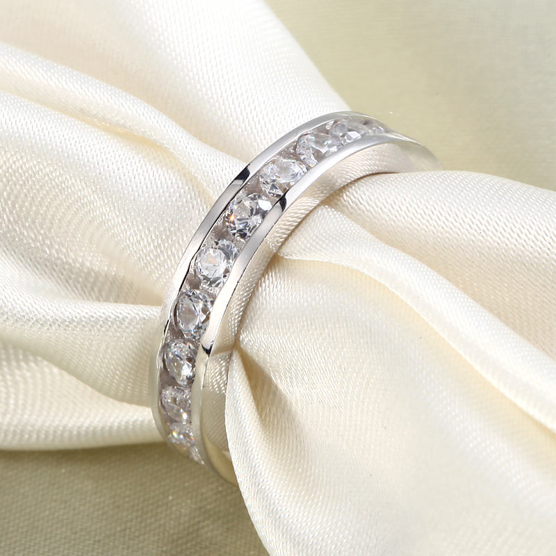 Channel Setting Simulated Diamond Eternity Band Ring - View 5 | SelinJewels