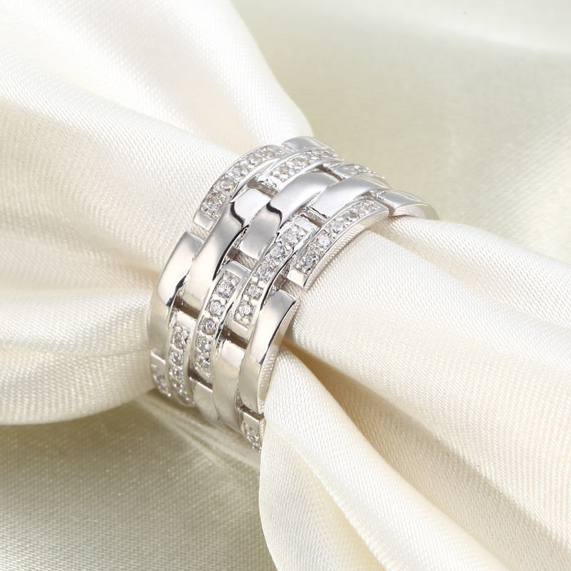 Simulated Diamond 1cm Band Wedding Ring - View 5 | SelinJewels