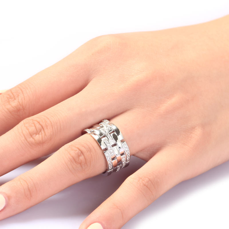 Simulated Diamond 1cm Band Wedding Ring - View 2 | SelinJewels