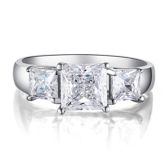 1.5 Carat 3-Stones Simulated Diamond Wedding Ring - View 3 | SelinJewels
