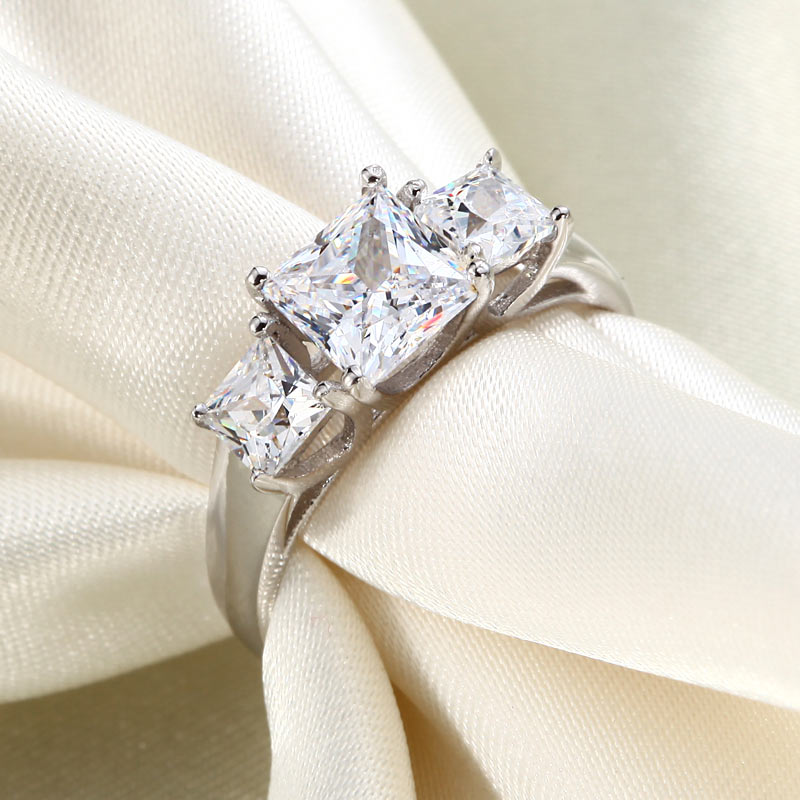 1.5 Carat 3-Stones Simulated Diamond Wedding Ring - View 5 | SelinJewels