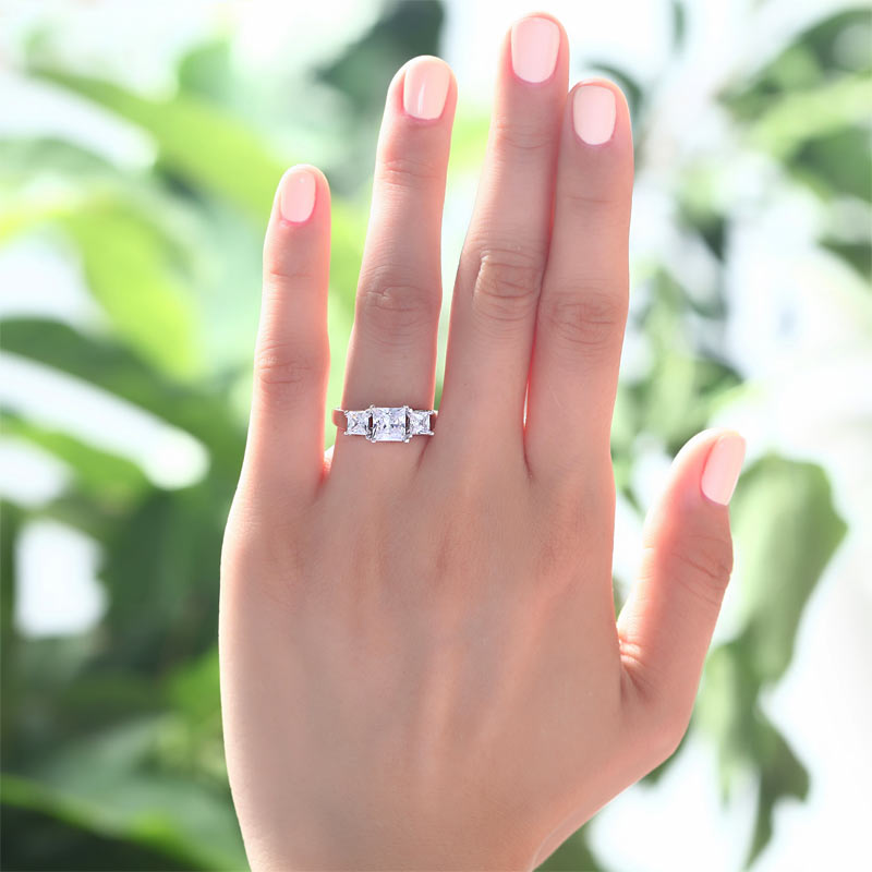 1.5 Carat 3-Stones Simulated Diamond Wedding Ring - View 6 | SelinJewels