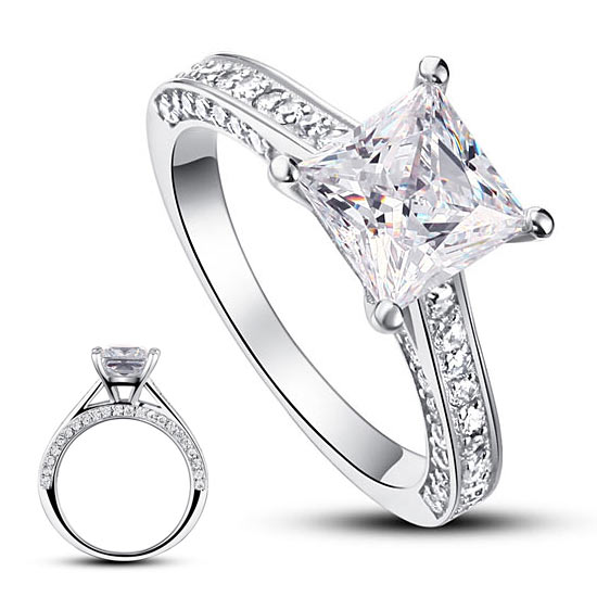1.5 Carat Princess Cut Simulated Diamond 925 Sterling Silver Engagement Ring | SelinJewels