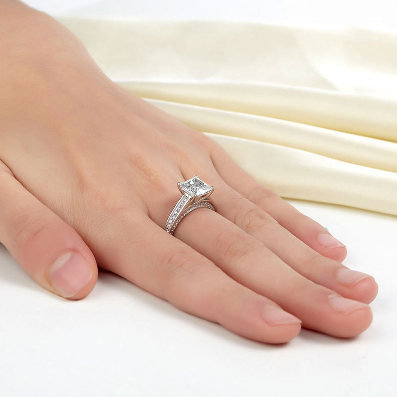 1.5 Carat Princess Cut Simulated Diamond Engagement Ring - View 6 | SelinJewels