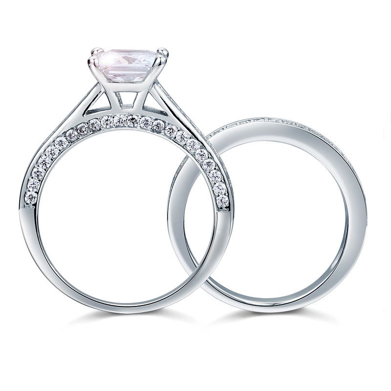 1.5 Carat Princess Cut Simulated Diamond 2-Pcs Ring Set - View 4 | SelinJewels
