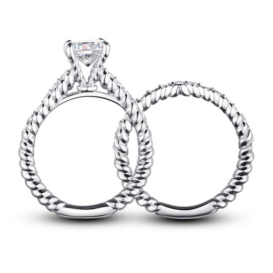 Simulated Diamond 2-Pcs Engagement Ring Set - View 4 | SelinJewels