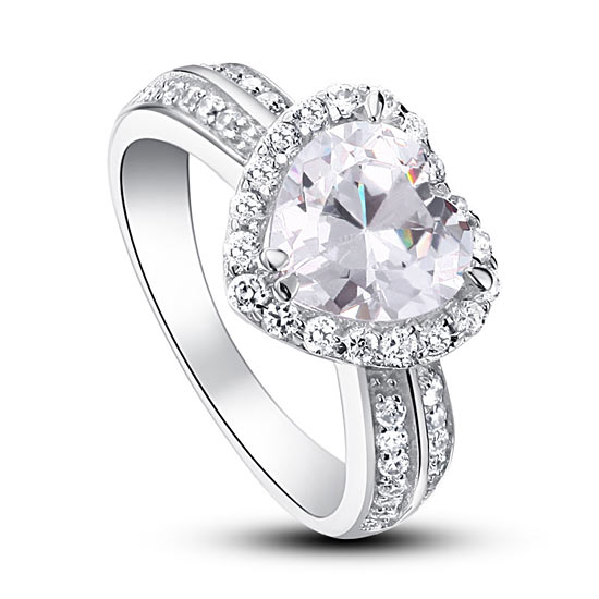 2 Carat Heart Cut Simulated Diamond 925 Sterling Silver Wedding Ring | SelinJewels
