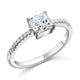 1 Carat Simulated Princess Diamond Engagement Sterling 925 Silver Ring