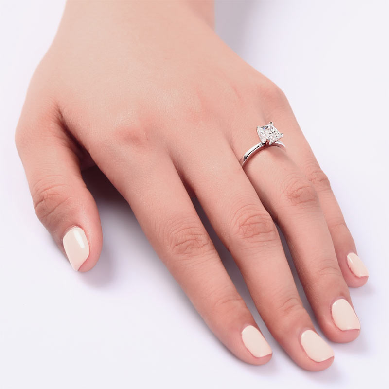 1 Carat Princess Simulated Diamond Engagement Ring - View 5 | SelinJewels