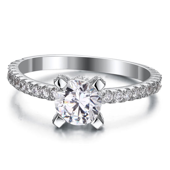 1 Carat Simulated Diamond Engagement Ring - View 2 | SelinJewels