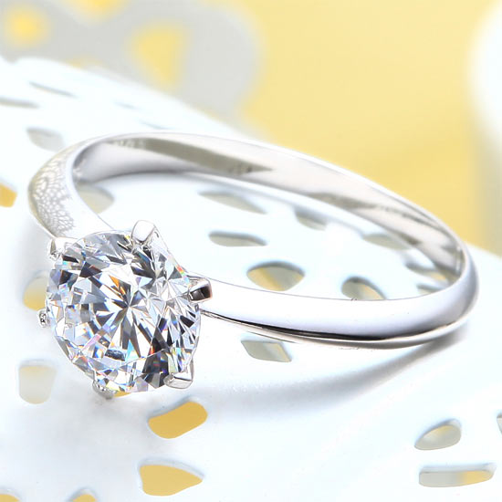 1 Carat Simulated Diamond Engagement Ring - View 4 | SelinJewels