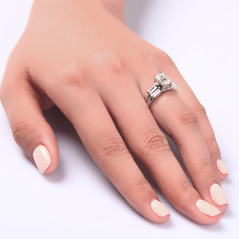 2-Pcs Wedding Band Engagement Ring Set 925 Sterling Silver