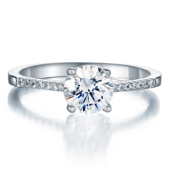 Simulated Diamond Sterling 925 Silver Engagement Ring - View 3 | SelinJewels