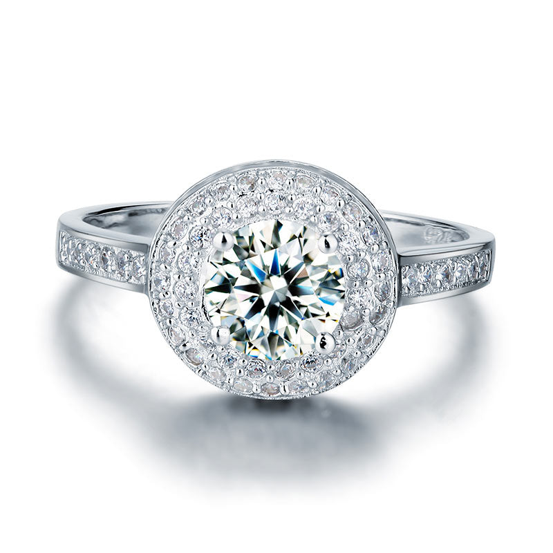 1 Carat Round Cut Simulated Diamond Engagement Ring - View 3 | SelinJewels