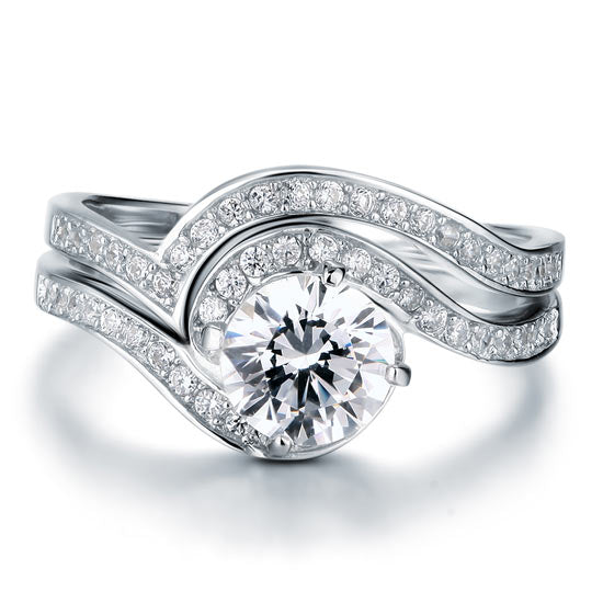 1.25 Carat Simulated Diamond 2-Pcs Ring Set - View 5 | SelinJewels