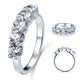 1.25 Carat Five Stone Simulated Diamond Solid Sterling 925 Silver Bridal Ring