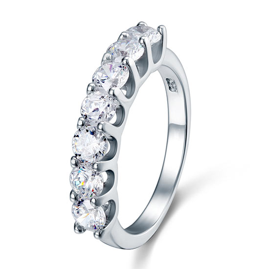 1.75 Carat Seven Stone Solid 925 Sterling Silver Wedding Ring | SelinJewels