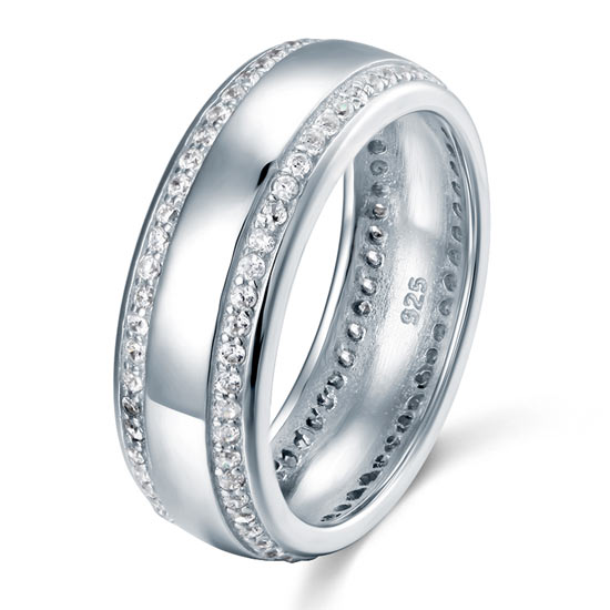Men's Wedding Band Solid Sterling Silver Ring - View 4 | SelinJewels