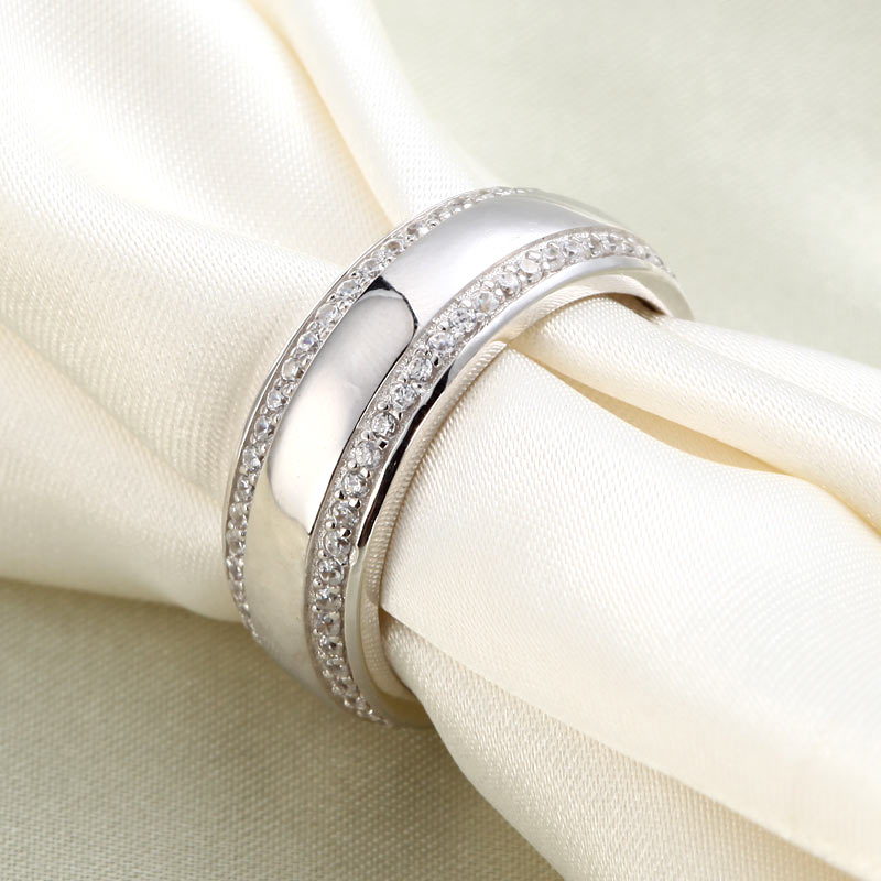 Men's Wedding Band Solid Sterling Silver Ring - View 2 | SelinJewels