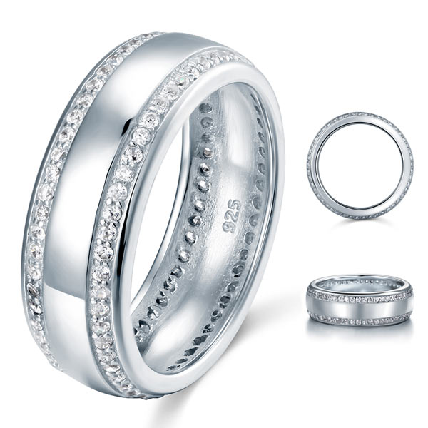 Men's Wedding Band Solid Sterling 925 Silver Ring | SelinJewels