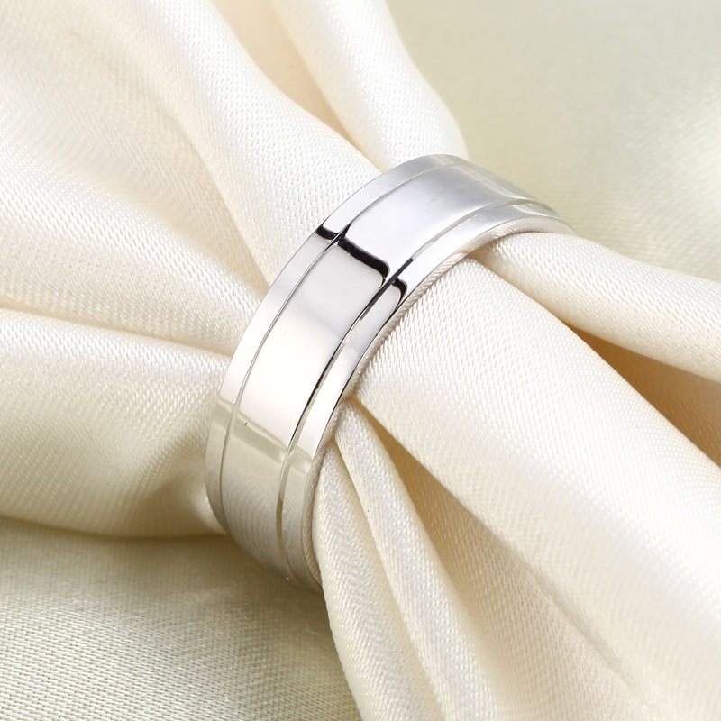 Men's Solid Sterling 925 Silver Wedding Band Ring - View 3 | SelinJewels