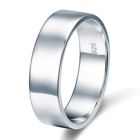 Men's Solid Sterling 925 Silver Wedding Band Ring - View 4 | SelinJewels