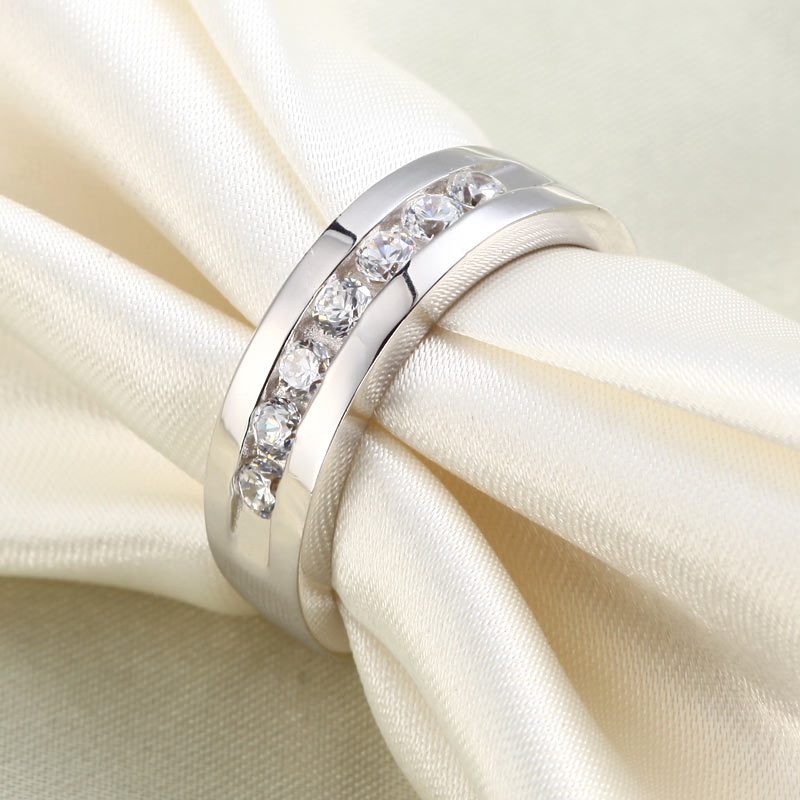 Men's Wedding Band Simulated Diamond Ring - View 2 | SelinJewels