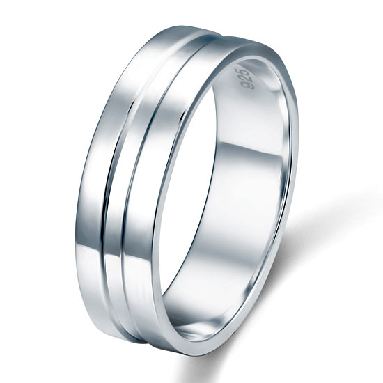 High Polished Plain Men's Solid Sterling 925 Silver Wedding Band Ring | SelinJewels