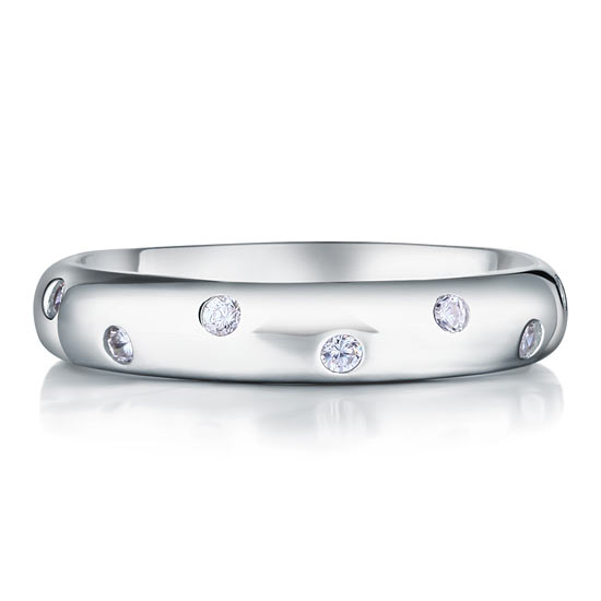 Simulated Diamond Wedding Band Solid Sterling Silver Ring - View 4 | SelinJewels