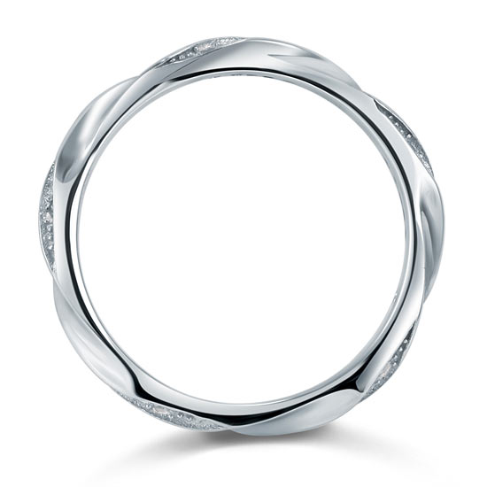 Simulated Diamond Solid Sterling Silver Twist Ring - View 4 | SelinJewels