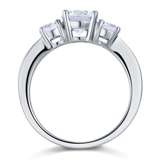 3 Stone Simulated Diamond Solid Sterling Silver Ring - View 4 | SelinJewels
